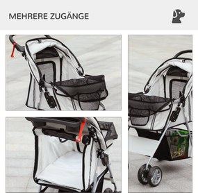 Outsunny Wózek dla Psa Składany Szary z Osłoną Przeciwdeszczową | Aosom PL