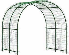 Outsunny Metalowa podpora ogrodowa, odporna na rdzę, łukowata podpora dla ogórków, 210 x 250 x 216 cm, ciemnozielona | Aosom PL