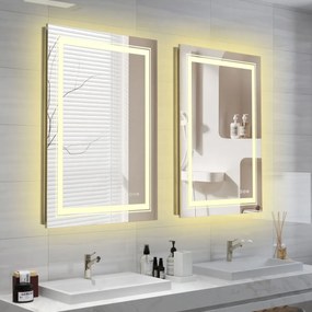 Lustro łazienkowe VERO 60x80cm srebrne z oświetleniem LED HALMAR