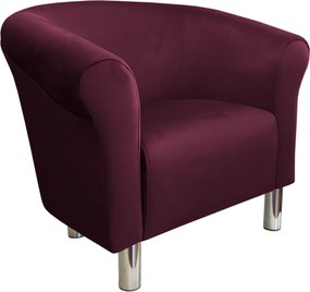 Fotel Milo tkanina Welur wygodny fotel tapicerowany do salonu i sypialni : Kolor nogi - Chrom, Kolor tkaniny - VELVET - MG02, Wysokość nogi - 15 cm