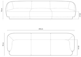 OUTLET Sofa 3-osobowa jasny beż boucle 255/90/70 Miley od Micadoni