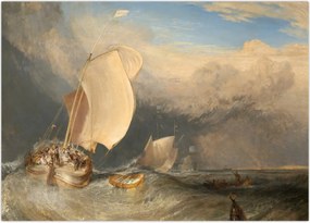 Obraz na szkle - William Turner, Fishing Boats with Hucksters Bargaining for Fish, reprodukcje (70x50 cm)