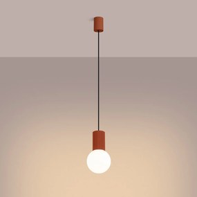 Lampa wisząca HALO 1 ochra czerwona ryflowana SOLLUX  LIGHTING