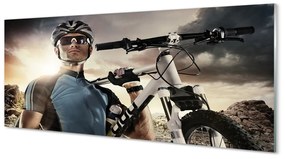 Szklany Panel Rowerzysta rower chmury