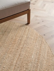 Dywan naturalny jutowy ręcznie tkany Boucle naturalnie złoty 160 cm x 160 cm koło