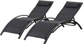 Zestaw 2 aluminiowych lezaków Beauty "Phoenix" w kolorze czarnym