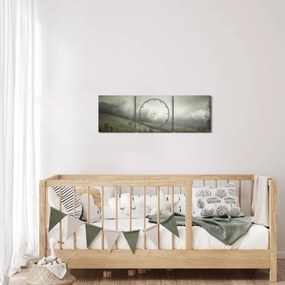 Obraz krajobrazu przed burzą (z zegarem) (90x30 cm)