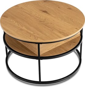 Stolik Kawowy ASTUR 80 cm z Podnoszonym Blatem Dąb/Czarny Loft