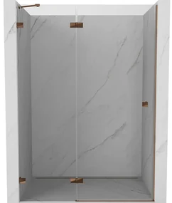 Mexen Lunar drzwi prysznicowe uchylne lewe 130 cm, transparent, różowe złoto - 834-130-000-60-00-L