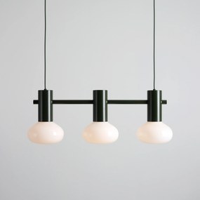Ciemnozielona lampa wisząca Flo 3 Moss - opalowe klosze