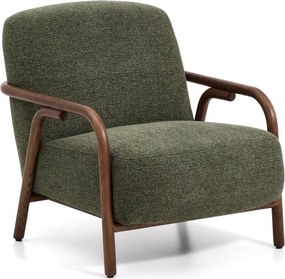 Ciemnozielony fotel z tkaniny szenilowej Sylo – Kave Home