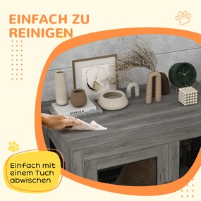 PawHut Klatka dla psa, klatka dla szczeniaków, z półką, wodoodporne legowisko, druty stalowe, regulowane nóżki, 94x60x71,5 cm