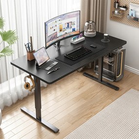 Czarne biurko z elektryczną regulacją wysokości – 140x60 cm, ergonomiczne, idealne do pracy i zabawy