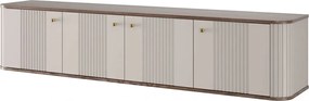 Szafka RTV wisząca Vesper 4D 187 cm - kaszmir / orzech / złote uchwyty