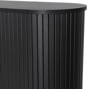 Komoda do Salonu Rozsuwana TRISH 180 cm Czarna Dwudrzwiowa Ryflowana Nowoczesna