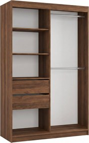 Szafa Przesuwna LAMELLO 120 cm z Lustrem Szafa Dwudrzwiowa z Szufladami Orzech