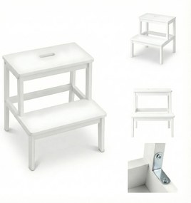 Bambusowy taboret ze schodkiem KROK, wys. 46 cm