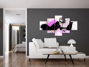 Obraz - Kobieta z czarnym kotem (125x70 cm)