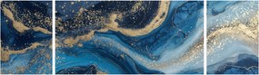 Obraz - Abstrakcyjny niebiesko-złoty marmur (170x50 cm)