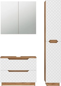 Zestaw mebli łazienkowych dąb/biały ze strukturą płytek 79.6x32x62.5 lotta