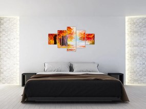 Obraz - Obraz olejny, kolorowa jesień (125x70 cm)