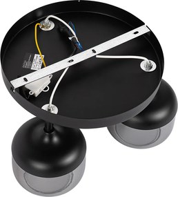 Designerski reflektor czarny ze złotem i przydymionym szkłem 3-punktowy okrągły - Kyan