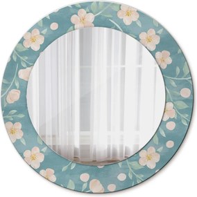 Lustro dekoracyjne okrągłe Kwiatowy wzór