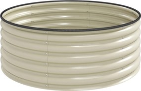 Outsunny Ogrodowe Łóżko Podwyższone, Ocynkowana Skrzynka do Sadzenia z Bezpiecznym Randem, 120 x 120 x 43 cm, Kremowy Biały