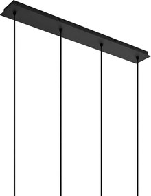 Lampa wisząca w stylu art deco czarna z przydymionym szkłem prostokątnym 4-punktowa - Vidro