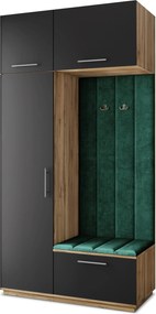 Masseno Garderoba REMA 120/240/60 cm Nowoczesna Szafa do Przedpokoju Dąb wotan, MONOLITH 37 (Butelkowa zieleń)