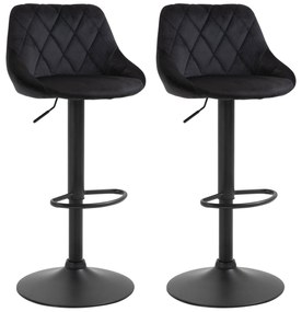 HOMCOM Zestaw 2 stołków barowych obrotowych tapicerowanych z regulacją wysokości nowoczesne krzesła barowe | Aosom PL