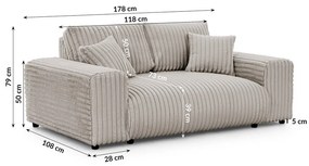 Jasnoszara sztruksowa sofa 178 cm Justin – Ropez