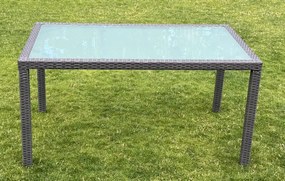 Szary stół obiadowy z technorattanu 150 x 90 cm