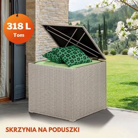 Polirattanowy pojemnik na schowek RICCO, 318L, 75x75x70 cm, kremowa Casaria