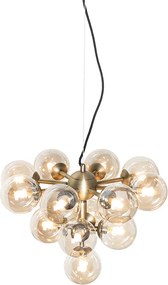 Lampa wisząca brązowa z bursztynowym szkłem 13-świateł - Bianca