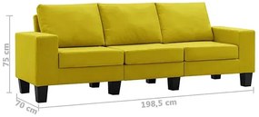 Ponadczasowa trzyosobowa żółta sofa - Lurra 3Q