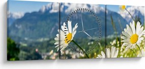 Obraz - Wiosna w Alpach (z zegarem) (90x30 cm)
