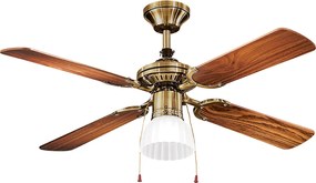 Wentylator sufitowy Perenz 7064 OB Dark Walnut z oświetleniem, Ø105 cm, 4 łopatki, 3 prędkości, silnik AC 50 W, gniazdo E27