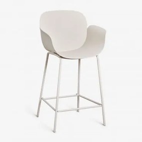 Pack 4 Wysokich Stołków Z Polipropylenu I Stali Lynette Biały Kamień & ↑65 Cm - Sklum