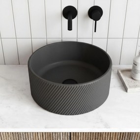 Massi Umywalka betonowa nablatowa okrągła bez otworu na baterię 37 cm VIJA | różne kolory : Kolor - Czarny