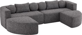 Modułowa sofa chmurka z funkcją spania - 292 x 165 x 68 cm - nie wymaga montażu - szenil - czarny