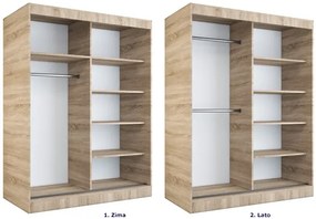 Biała szafa przesuwna z lustrem 150 cm - Kukkin 4X