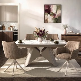 Zestaw Stół Rozkładany VERONA 160-240 cm Biały Marmur/Kaszmir i 4 Krzesła ASPEN 2 Beżowe
