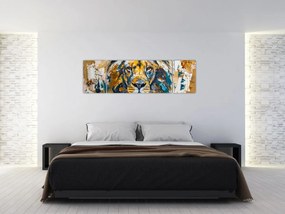 Obraz - Abstrakcyjny obraz olejny z lwem (170x50 cm)
