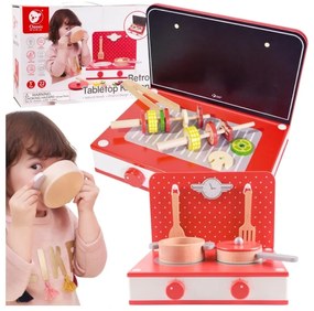 Classic world drewniana kuchnia 2w1 grill + kuchenka dla dzieci 22el.