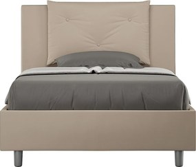 Łóżko bez stelaża tapicerowane 120x190 sztucznej skóry szaro-beżowy Appia
