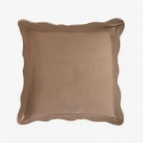 Kwadratowa Poduszka 45x45 Cm Z Bawełny Kovey Beżowa Tapioka – Brązowy Pralinowy - Sklum