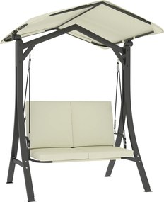 Outsunny Huśtawka Hollywood z regulowanym daszkiem, poduszki siedziska, 2-osobowa do 220kg 150x120x182cm, Kremowy