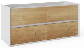 Szafka pod umywalkę wisząca - Naturalny jasny i biały - 120 cm - LANNICK