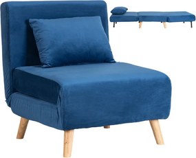 Fotel Rozkładany Leżanka Wypoczynkowy MARRY do Spania Granatowy